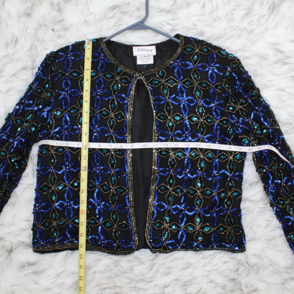 SOLD VTG Stenay Silk Sequin Beaded Evening Jacket - Picture 3 of 8